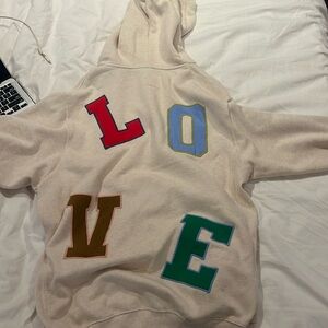 Aerie hoodie with LOVE on the back cream